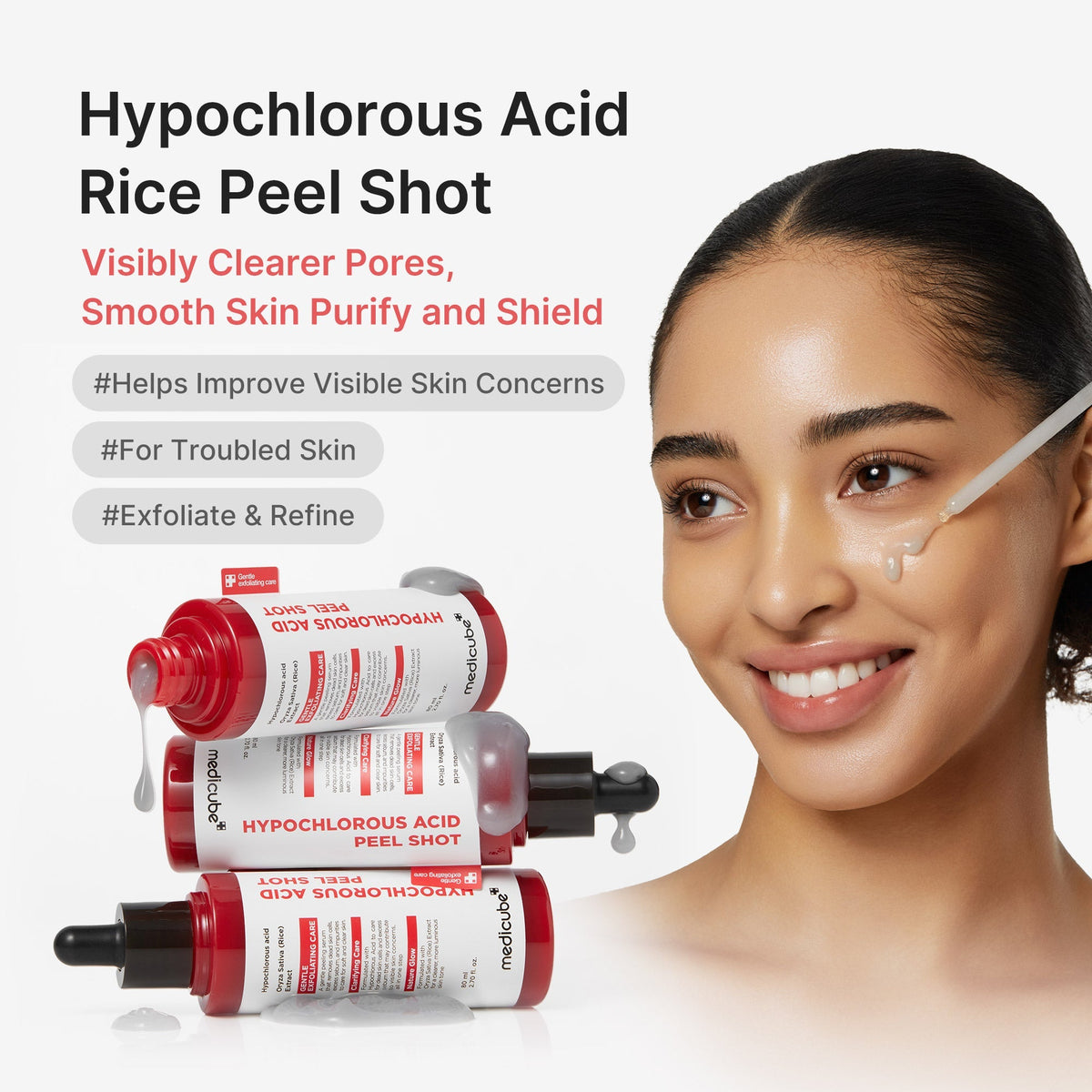 Medicube Hypochlorous Acid Peel Shot — Exfoliante Facial 80 ml — foto oficial de la marca