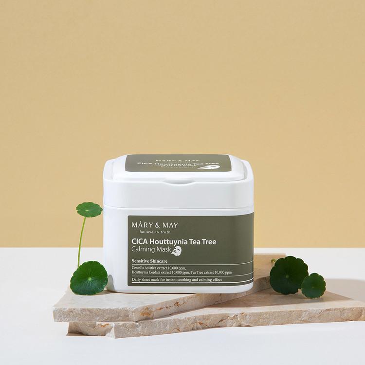 Mary&May Cica Houttuynia Cordata Tea Tree Calming, Mascarilla facial 30 unidades
