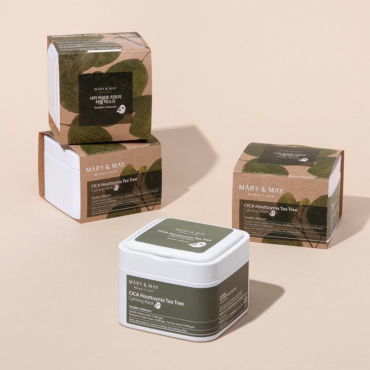 Mary&May Cica Houttuynia Cordata Tea Tree Calming, Mascarilla facial 30 unidades