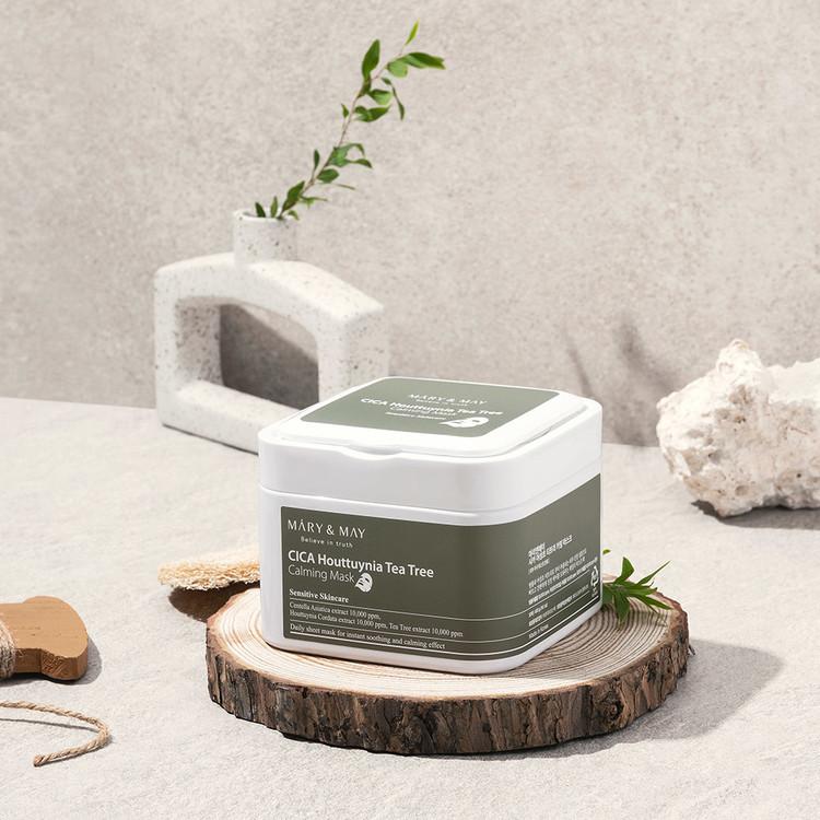 Mary&May Cica Houttuynia Cordata Tea Tree Calming, Mascarilla facial 30 unidades