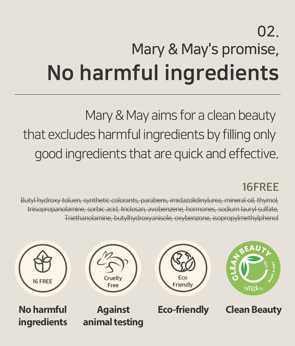 Mary&May Cica Houttuynia Cordata Tea Tree Calming, Mascarilla facial 30 unidades