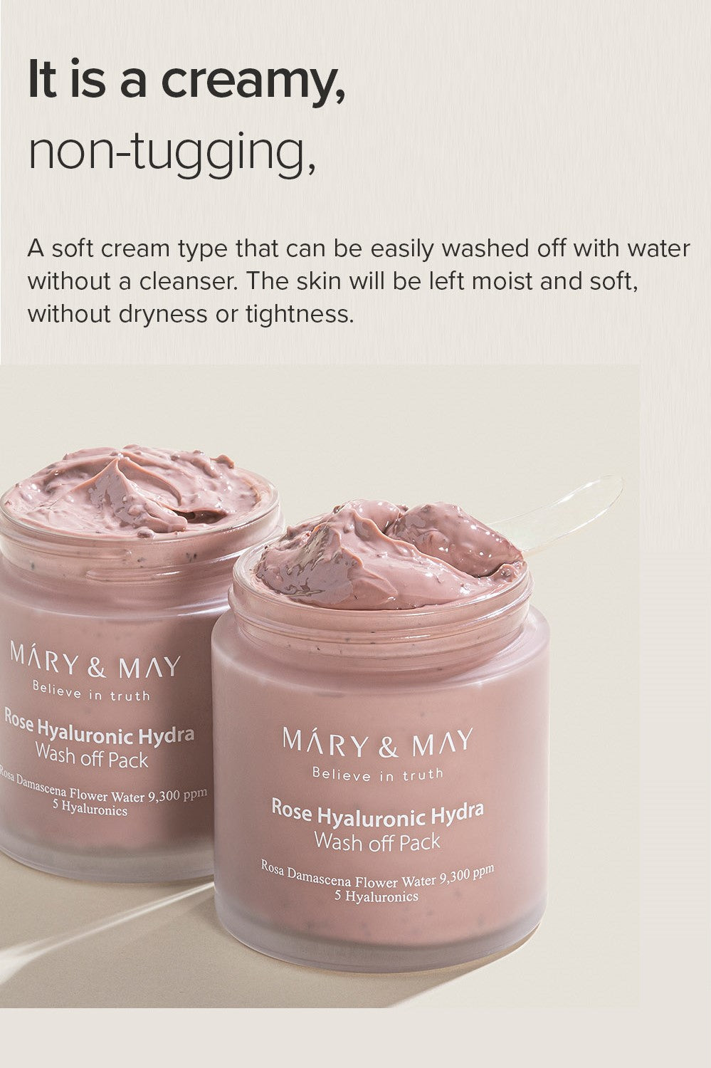 Mary&May Rose Hyaluronic Hydra Wash Off Pack, Mascarilla facial 125 g