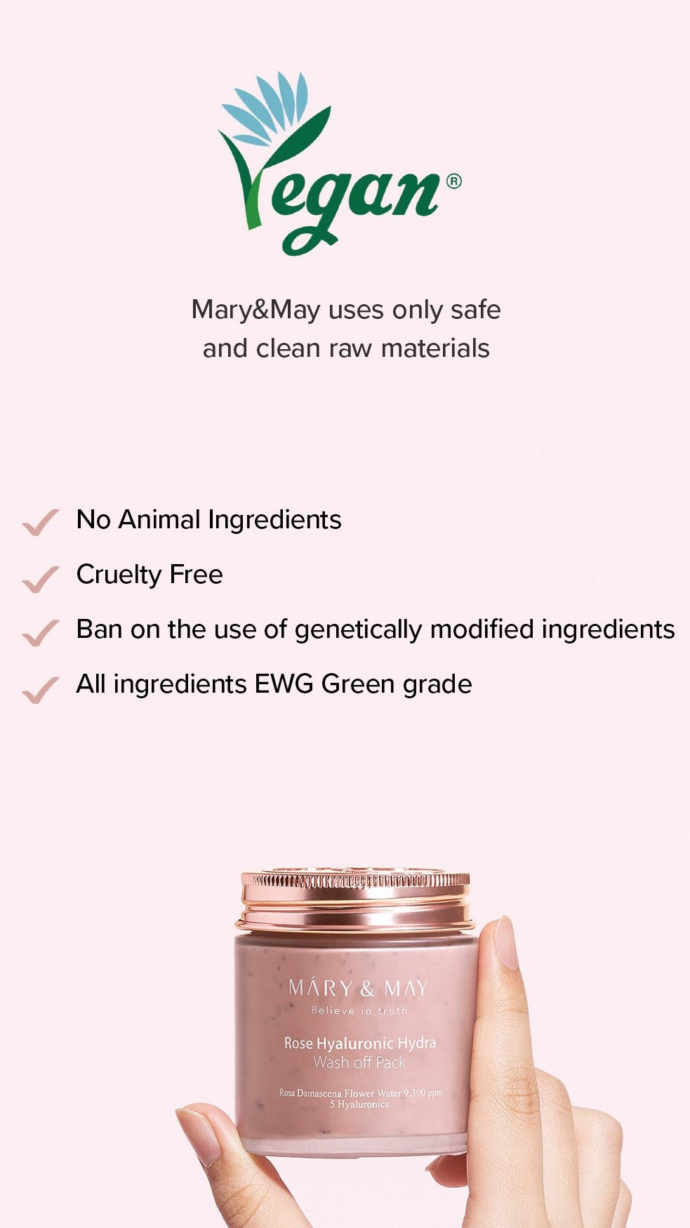 Mary&May Rose Hyaluronic Hydra Wash Off Pack, Mascarilla facial 125 g