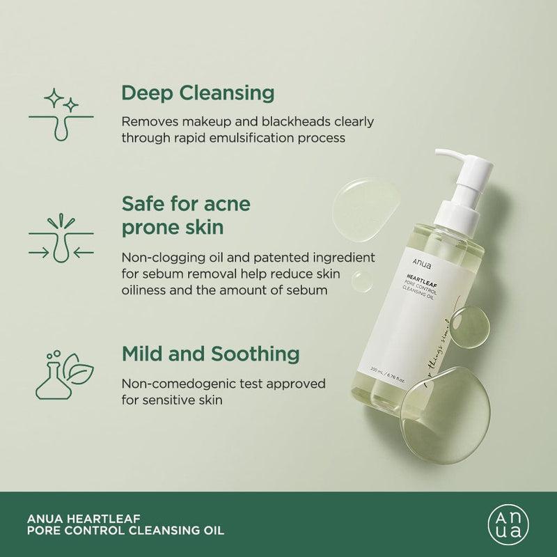 Anua Heartleaf Pore Control Cleansing Oil — Aceite limpiador 200 ml