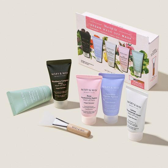 Mary&May Vegan Wash Off Mask Mini Set, Mascarilla facial 5 × 30 g