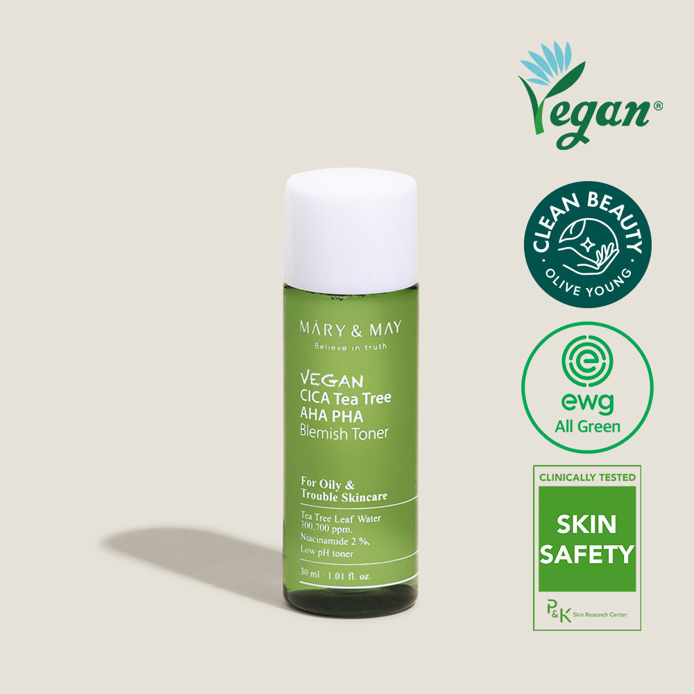 Mary&May Vegan CICA Tea Tree AHA PHA Blemish Toner, Tónico facial 30 ml (Miniatura)