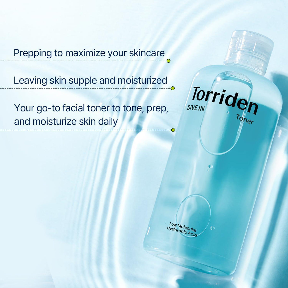 Torriden DIVE-IN Low Molecular Hyaluronic Acid Toner — Tónico hidratante 300 ml