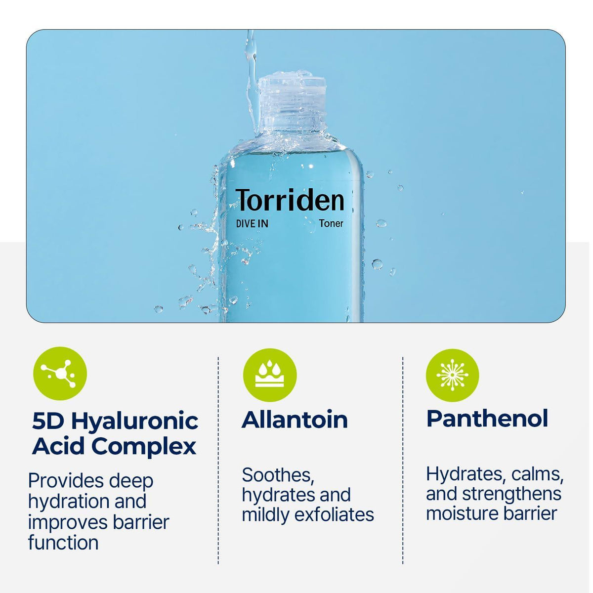 Torriden DIVE-IN Low Molecular Hyaluronic Acid Toner — Tónico hidratante 300 ml