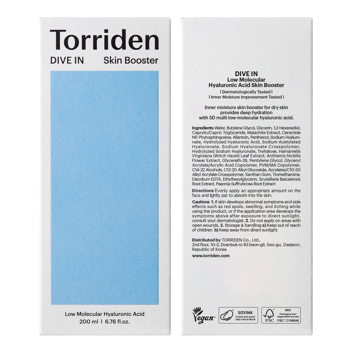 Torriden DIVE-IN Low Molecular Hyaluronic Acid Toner — Tónico hidratante 300 ml