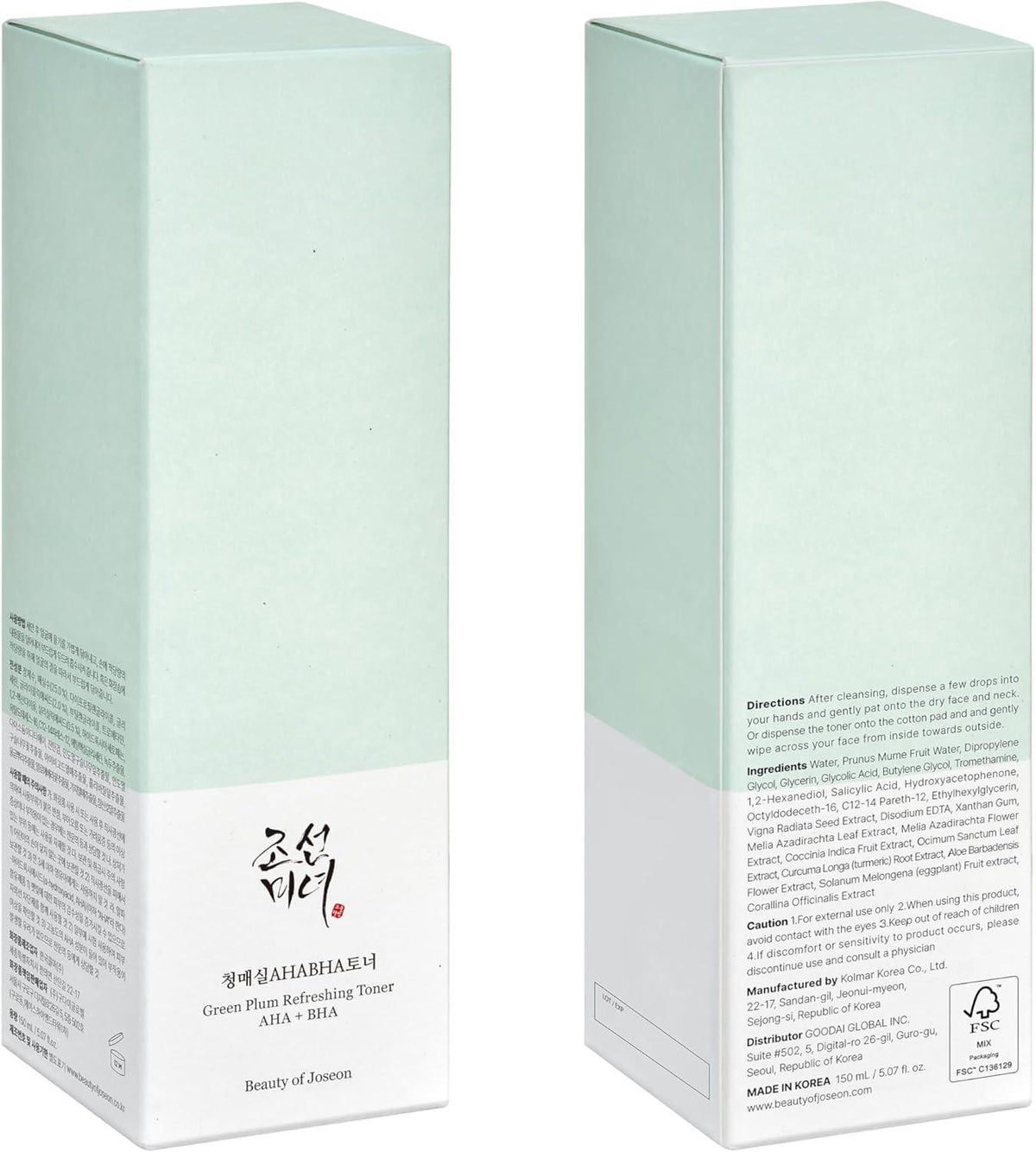 Beauty of Joseon Green Plum Refreshing Toner AHA + BHA — Tónico exfoliante 150 ml