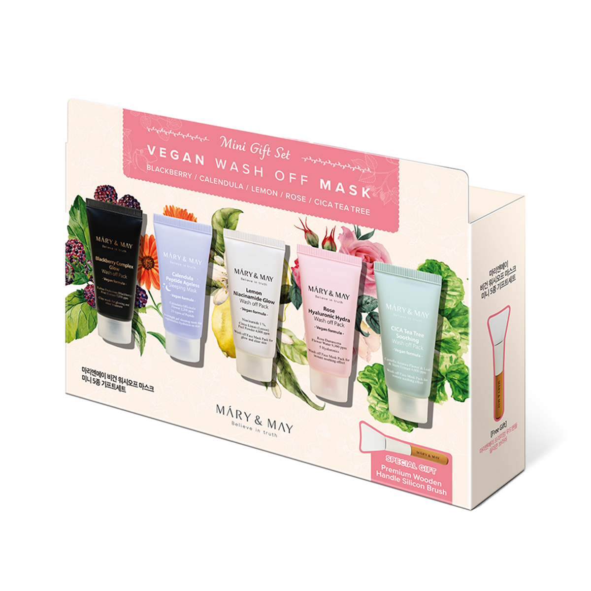 Mary&May Vegan Wash Off Mask Mini Set, Mascarilla facial 5 × 30 g