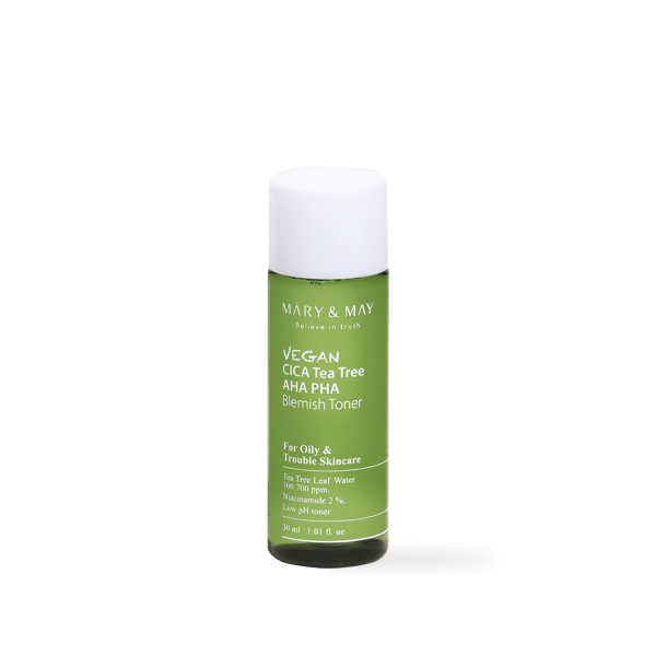Mary and May Vegan CICA Tea Tree AHA PHA Blemish Toner — Tónico facial 30 ml