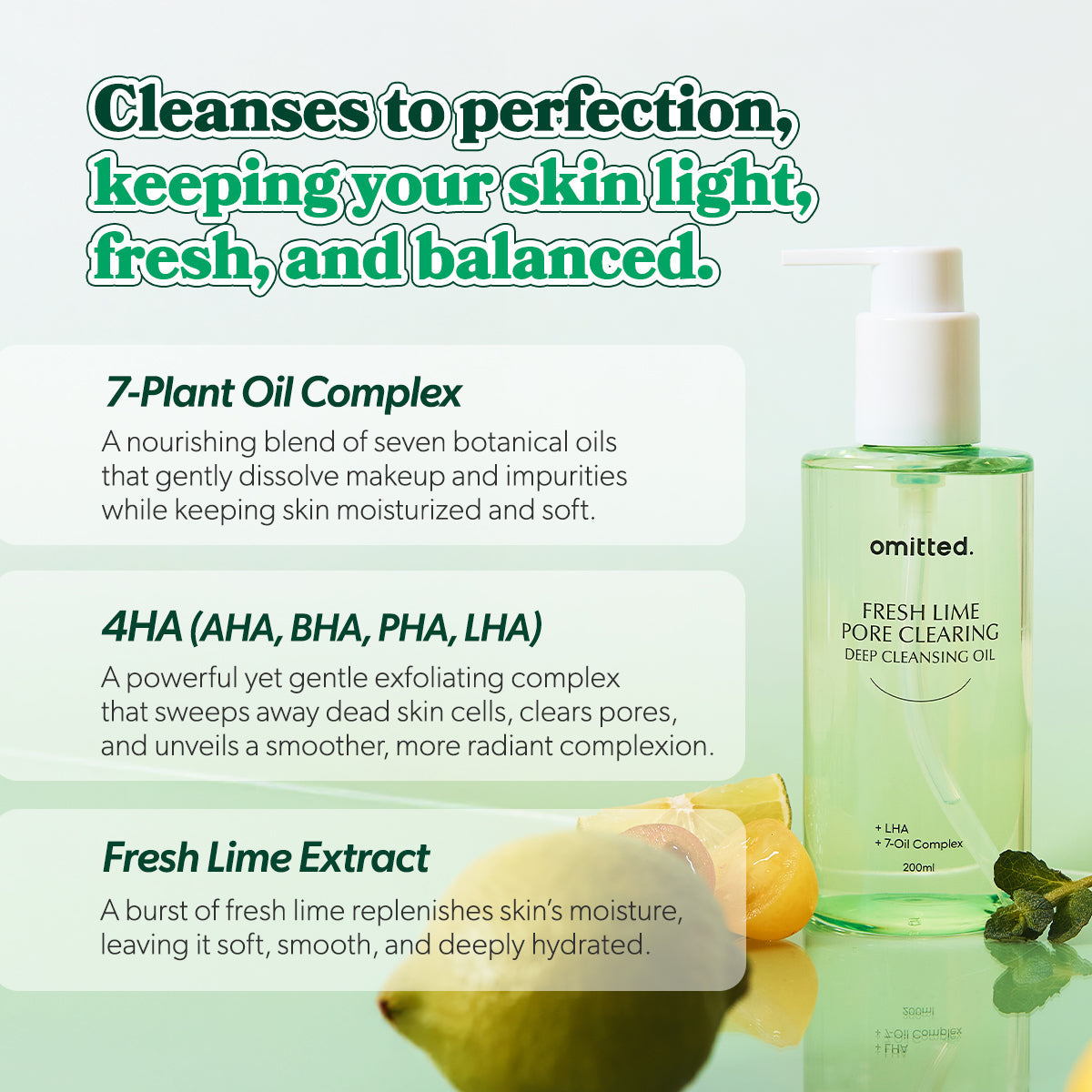 Omitted Fresh Lime, Aceite limpiador facial 200 ml
