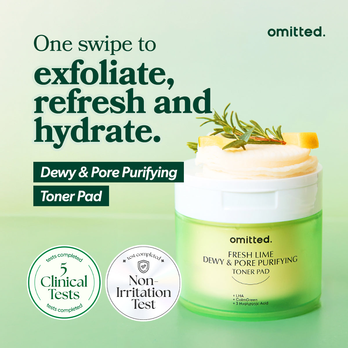 Omitted Fresh Lime, Discos tónicos faciales, 70 unidades