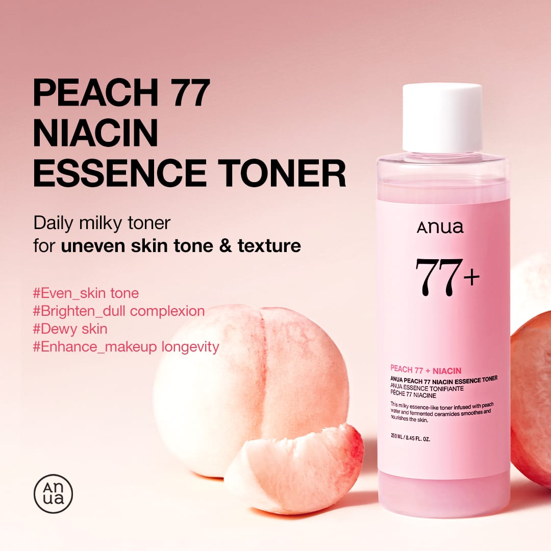 Anua PEACH 77 NIACIN ESSENCE TONER — Tónico facial 250 ml — foto oficial de la marca