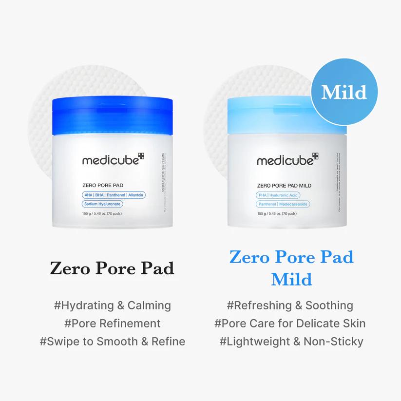 Medicube Zero Pore Pad Mild — Discos exfoliantes suaves 70 unidades